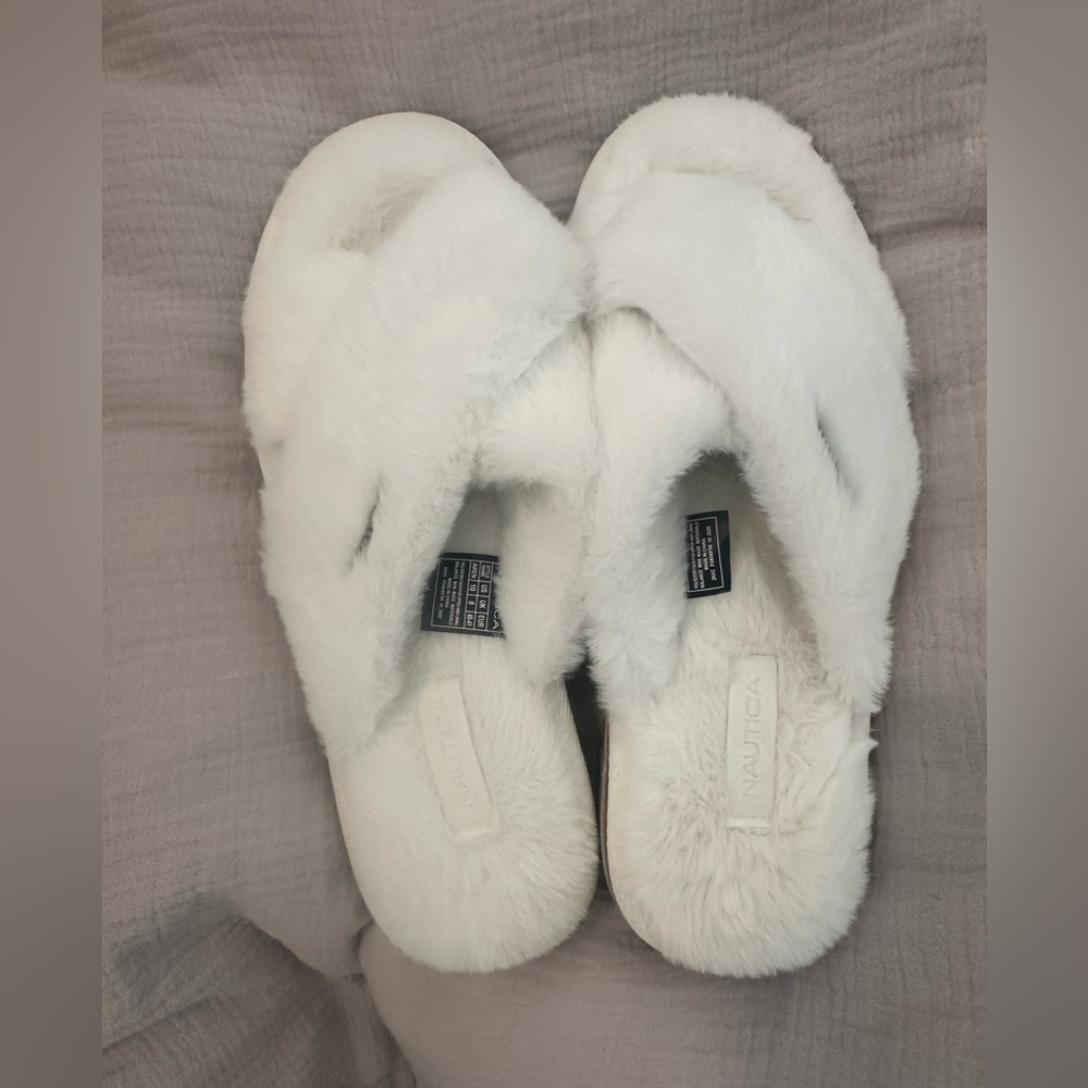 White Fuzzy Slippers
